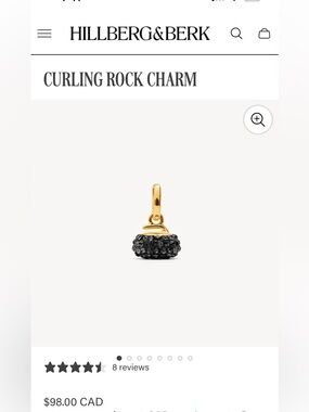 New Hillberg and Berk curling rock charm. Sterling silver 925 & 14k gold plating